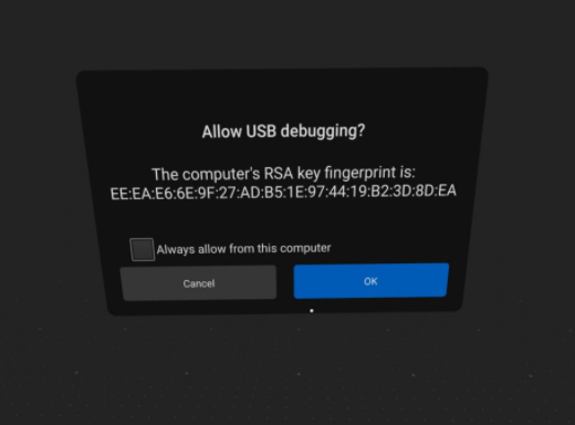 Permitir el USB Debug en Oculus Quest