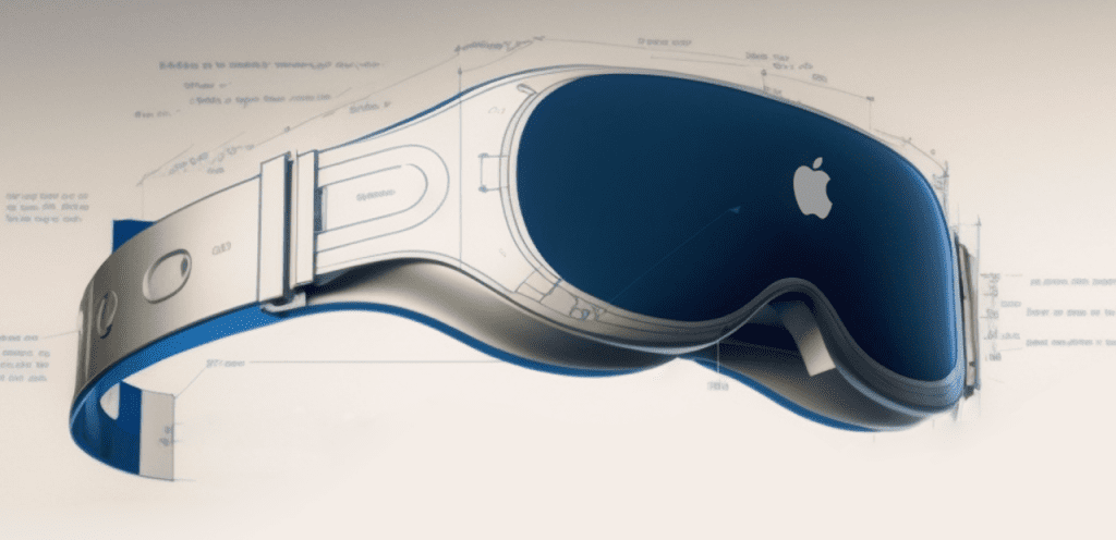 Boceto generado por Inteligencia Artificial de las gafas de Realidad Mixta de Apple