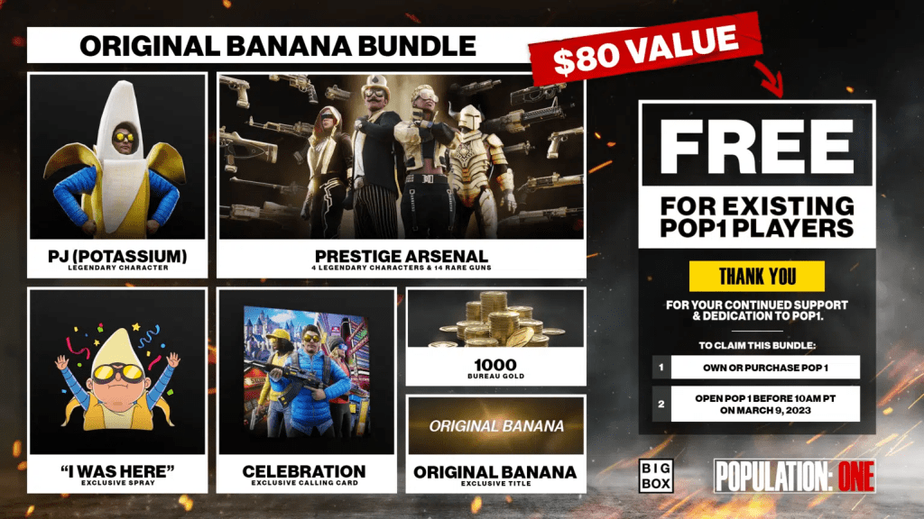 POPULATION: ONE tendrá el pack Banana para los que ya compraron el juego con recompensas exclusivas