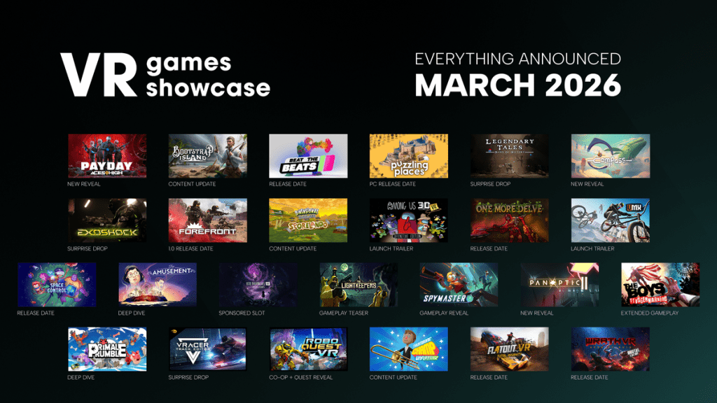 Resumen de todos los anuncios del VR Games Showcase de marzo de 2026
