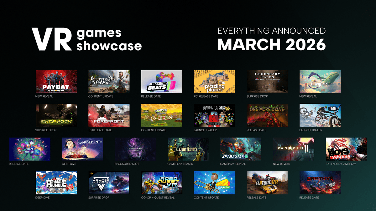 Resumen de todos los anuncios del VR Games Showcase de marzo de 2026
